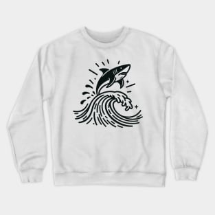 Stick Figure of a Shark in Black Ink Crewneck Sweatshirt